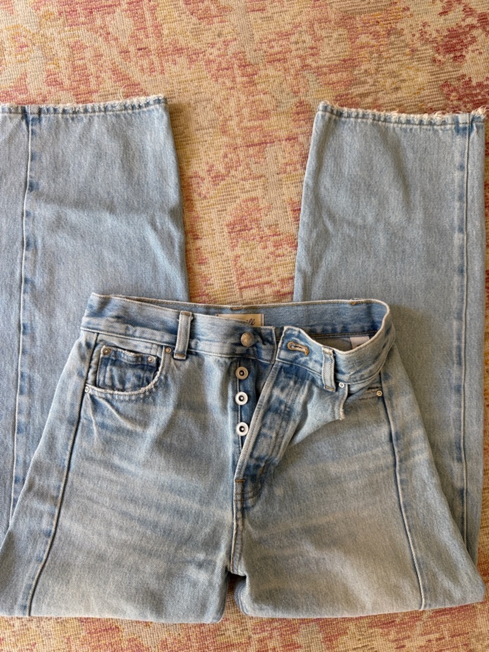 Madewell Light Wash Barrel Leg Button-Fly Jeans